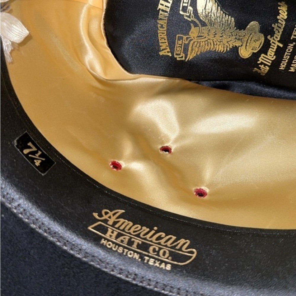 American Hat Company Maxi-Felt Black Western Cowboy Hat Size 7‎ 1/4 - Picture 8 of 11